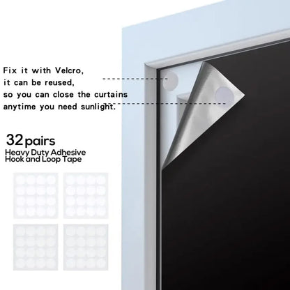 DIY Portable Travel Blackout Curtain Blind Window Thermal Insulated Kitchen Curtains Stick on Non-Perforated Black Cloth