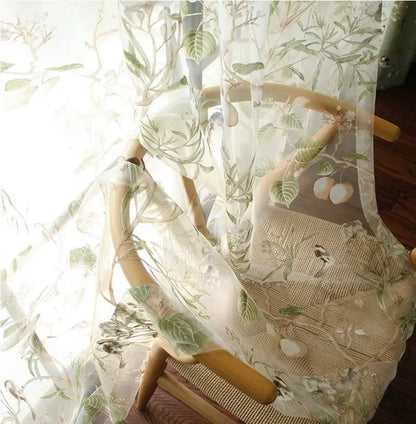 Country Garden Linen Window Curtains
