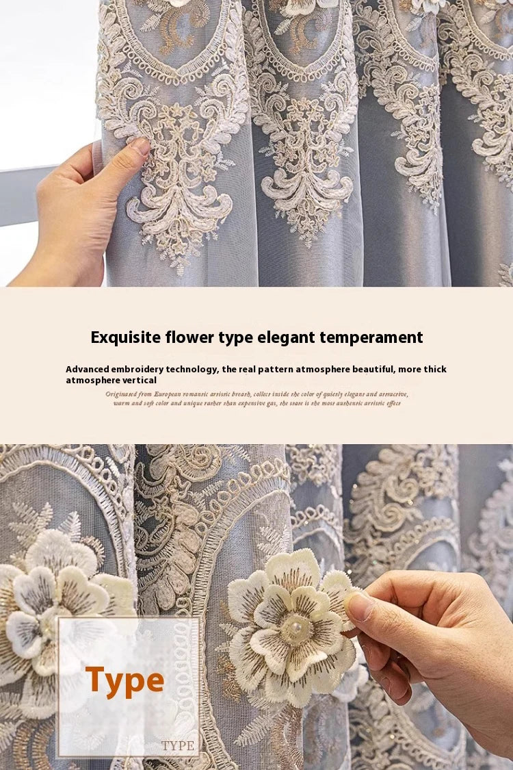 Embroidered Floral Loop Top Curtains