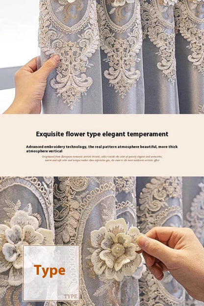 Embroidered Floral Loop Top Curtains