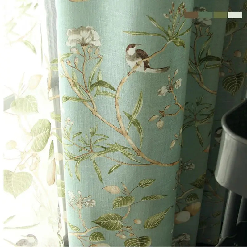 Country Garden Linen Window Curtains