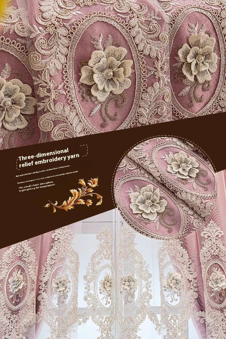 Embroidered Floral Loop Top Curtains