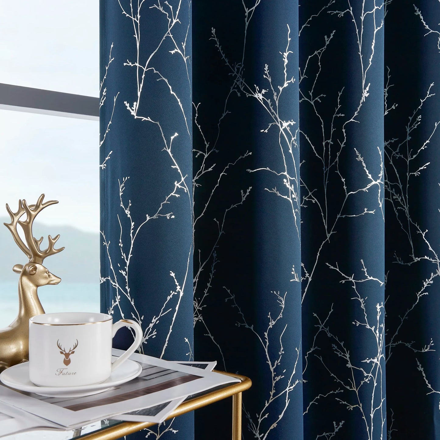 Grommet Blackout Curtains Tree Pattern