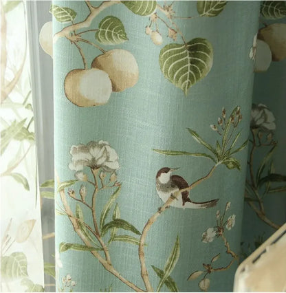 Country Garden Linen Window Curtains