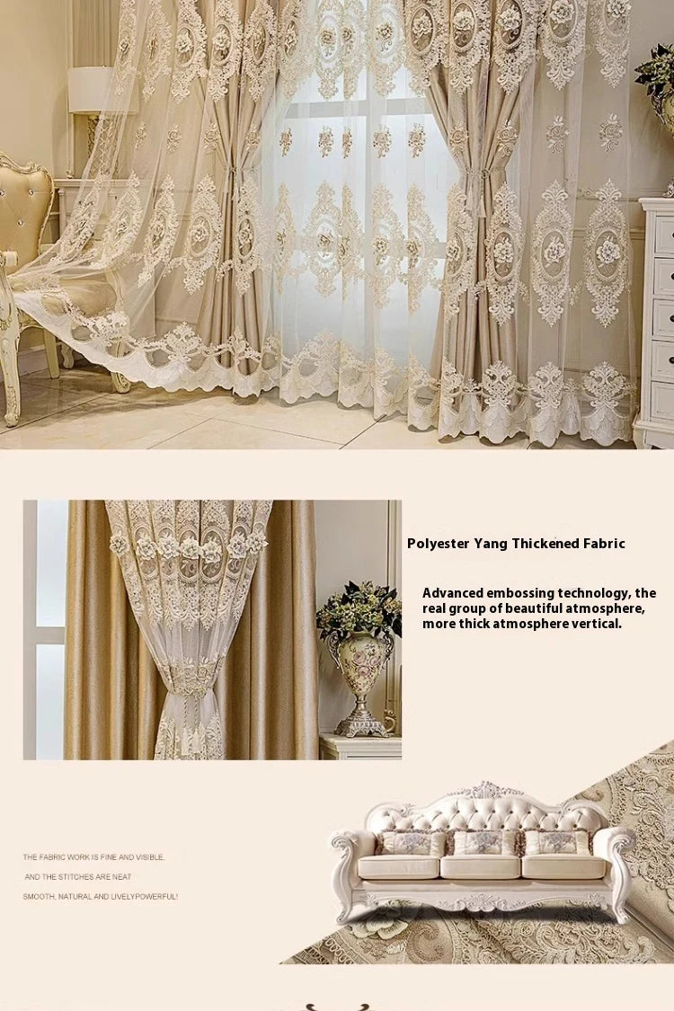 Embroidered Floral Loop Top Curtains