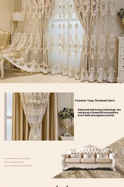 Embroidered Floral Loop Top Curtains