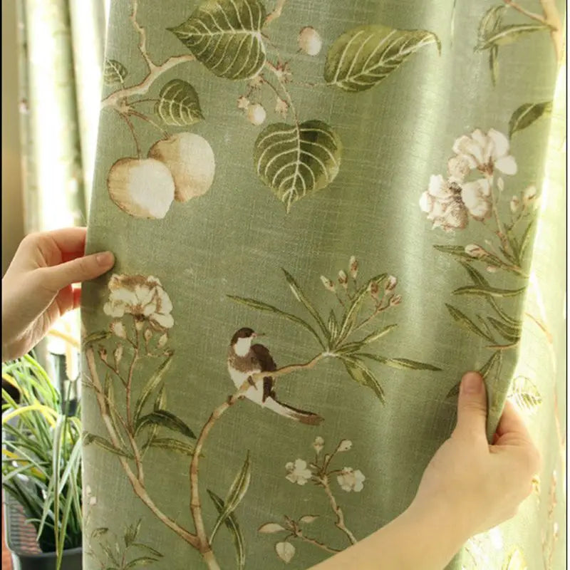Country Garden Linen Window Curtains