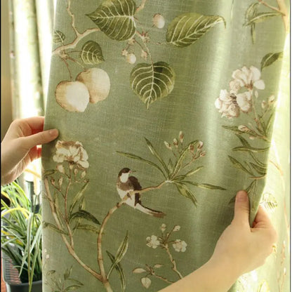Country Garden Linen Window Curtains