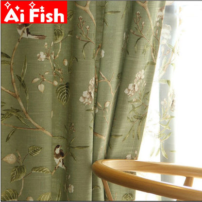 Country Garden Linen Window Curtains