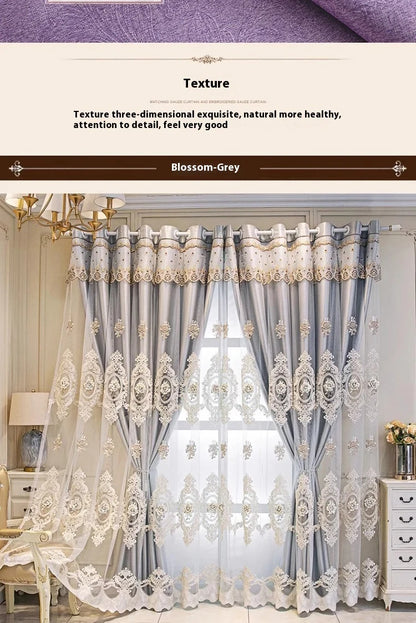 Embroidered Floral Loop Top Curtains