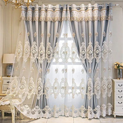 Embroidered Floral Loop Top Curtains
