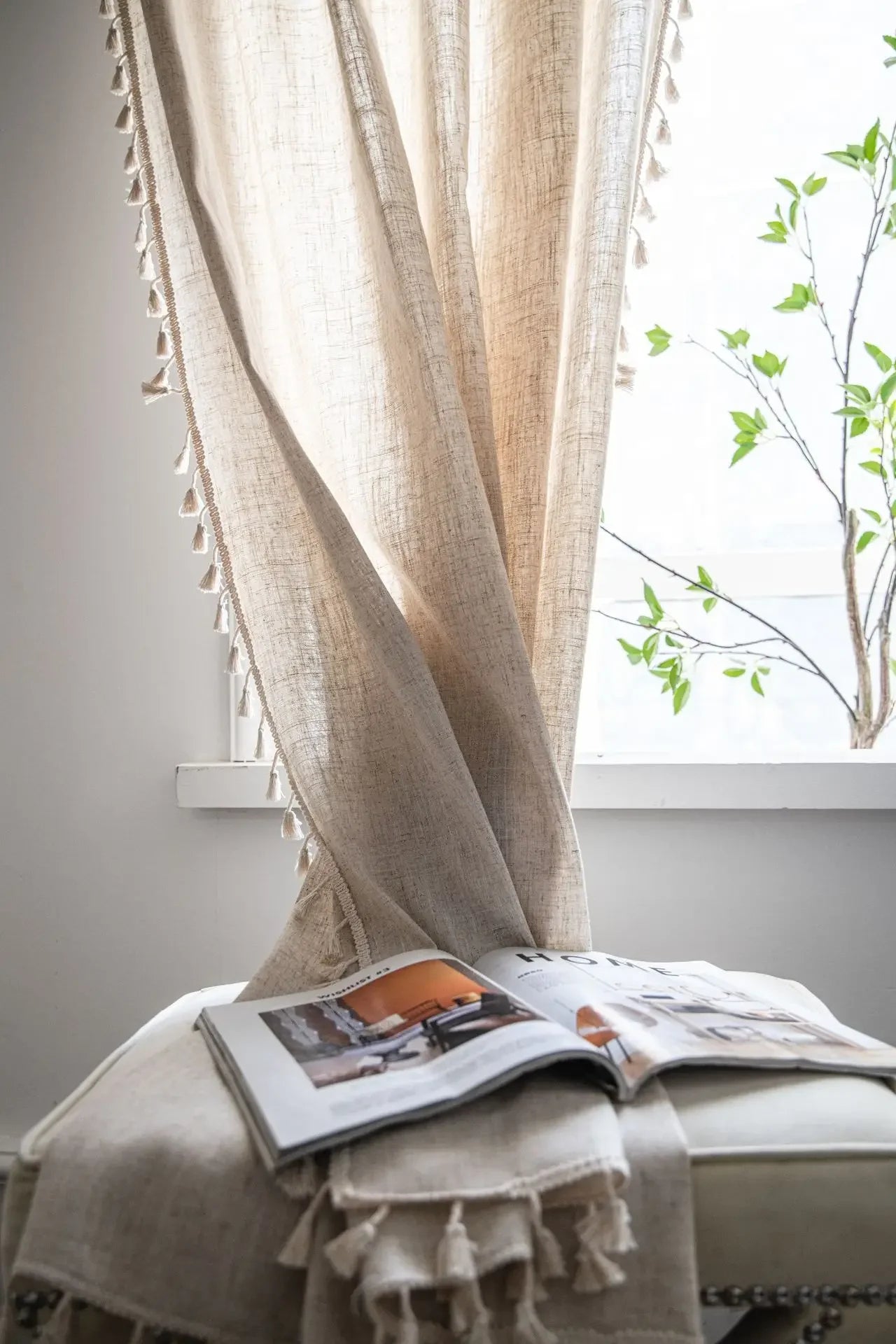 Boho Semi-Blackout Curtains with Tassels