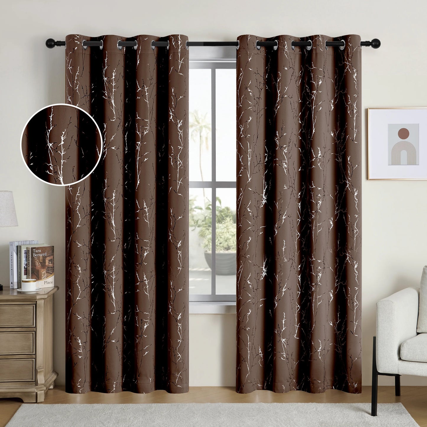 Grommet Blackout Curtains Tree Pattern