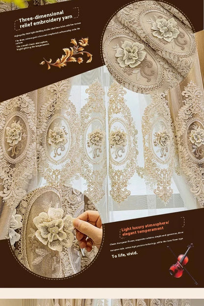 Embroidered Floral Loop Top Curtains