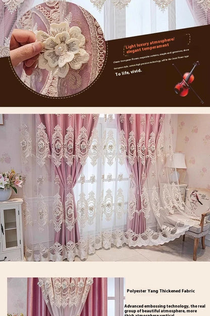 Embroidered Floral Loop Top Curtains