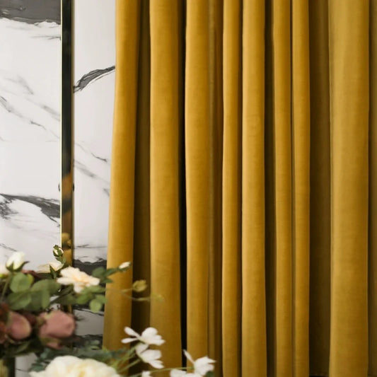 French Vintage Blackout Curtains, Velvet Sunshade Drapes for Bedroom Living Room Balcony, Modern Minimalist Noise Reduction Fabr