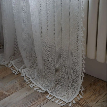 Marielle Geometric Lace Tassel Sheer