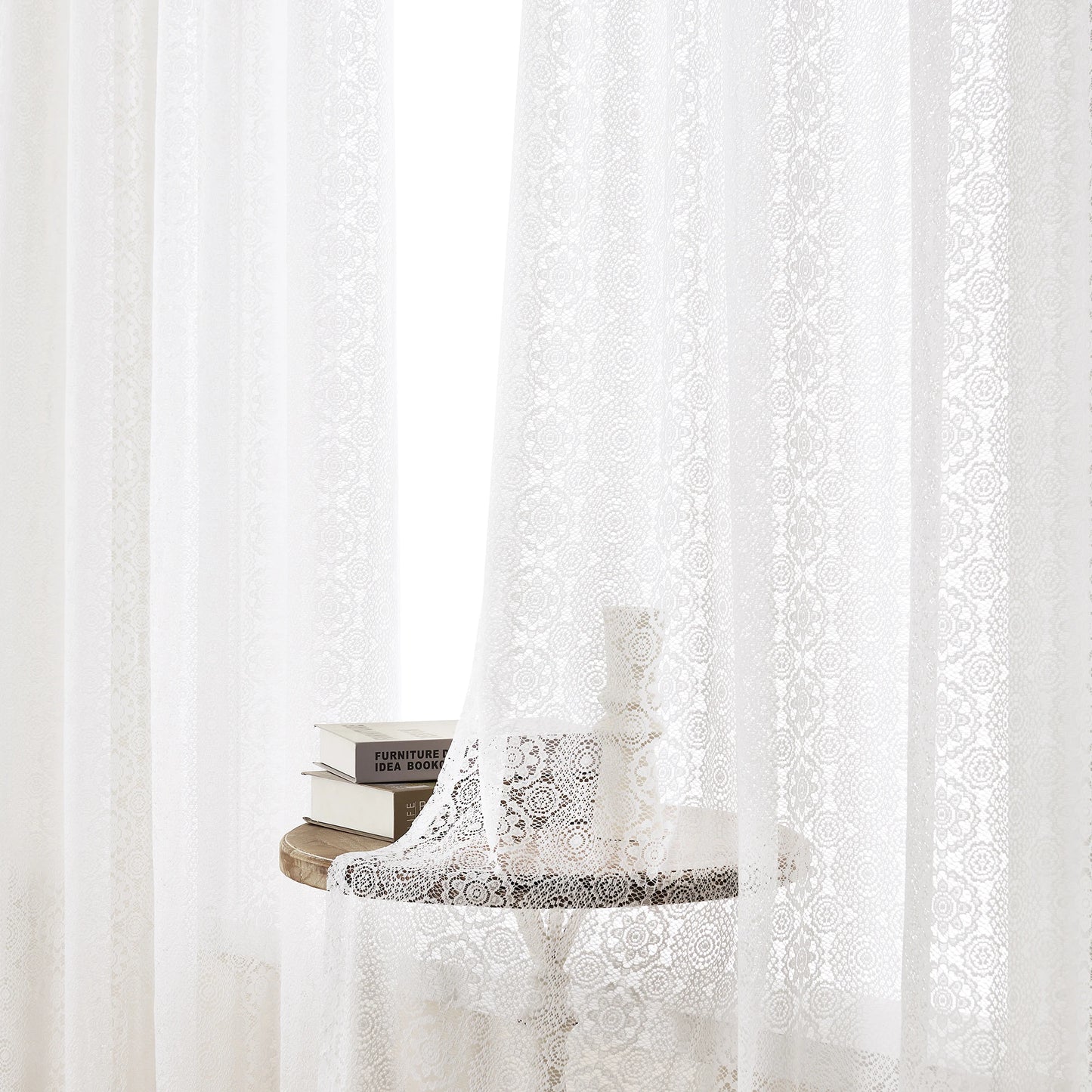 Vintage Sun Floral Embroidery Clear Lace Curtain Panel - Privacy & Light Filtering, Machine Washable, Perfect for Living Balcony