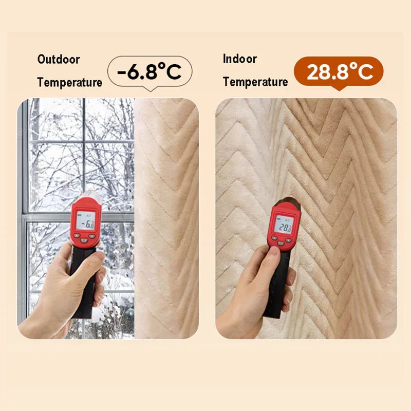 Soundproof Blackout Curtain for Living Room Windproof Window Curtains Warm Winterization Cold Weather Drapery for Bedroom Winter