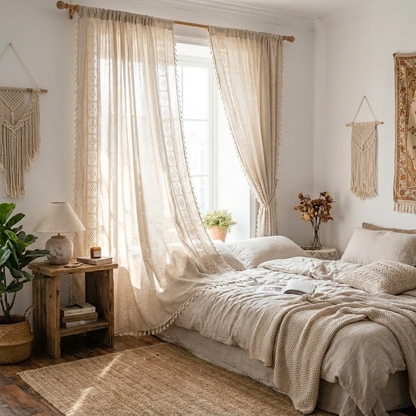 Boho Semi-Blackout Curtains with Tassels