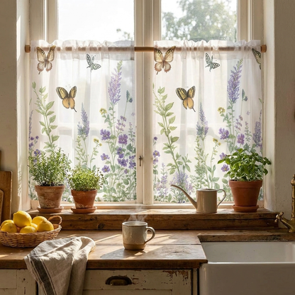 Butterfly Lavender Short Curtains