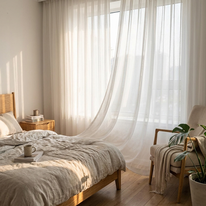 Asazal Sheer Tulle Window Curtains