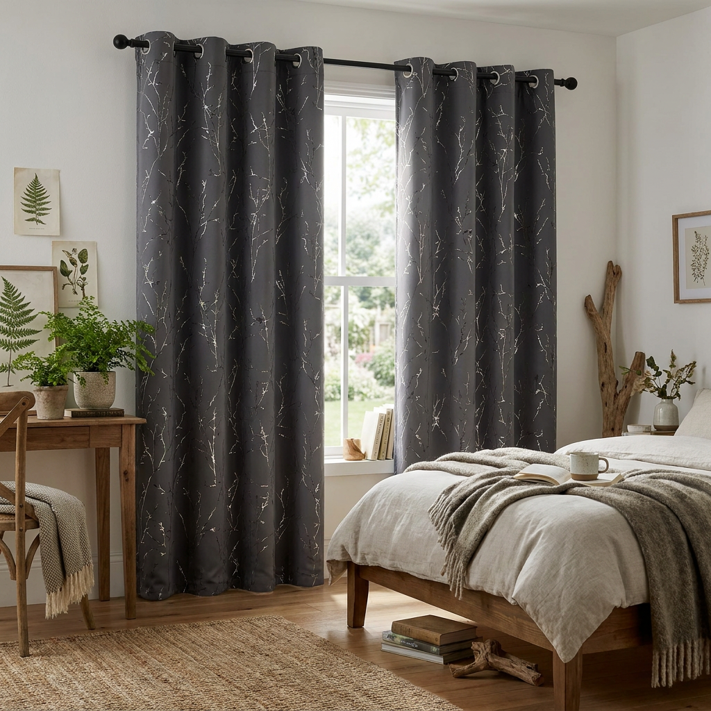 Grommet Blackout Curtains Tree Pattern