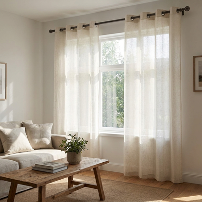 Modern Linen Sheer Grommet Curtains